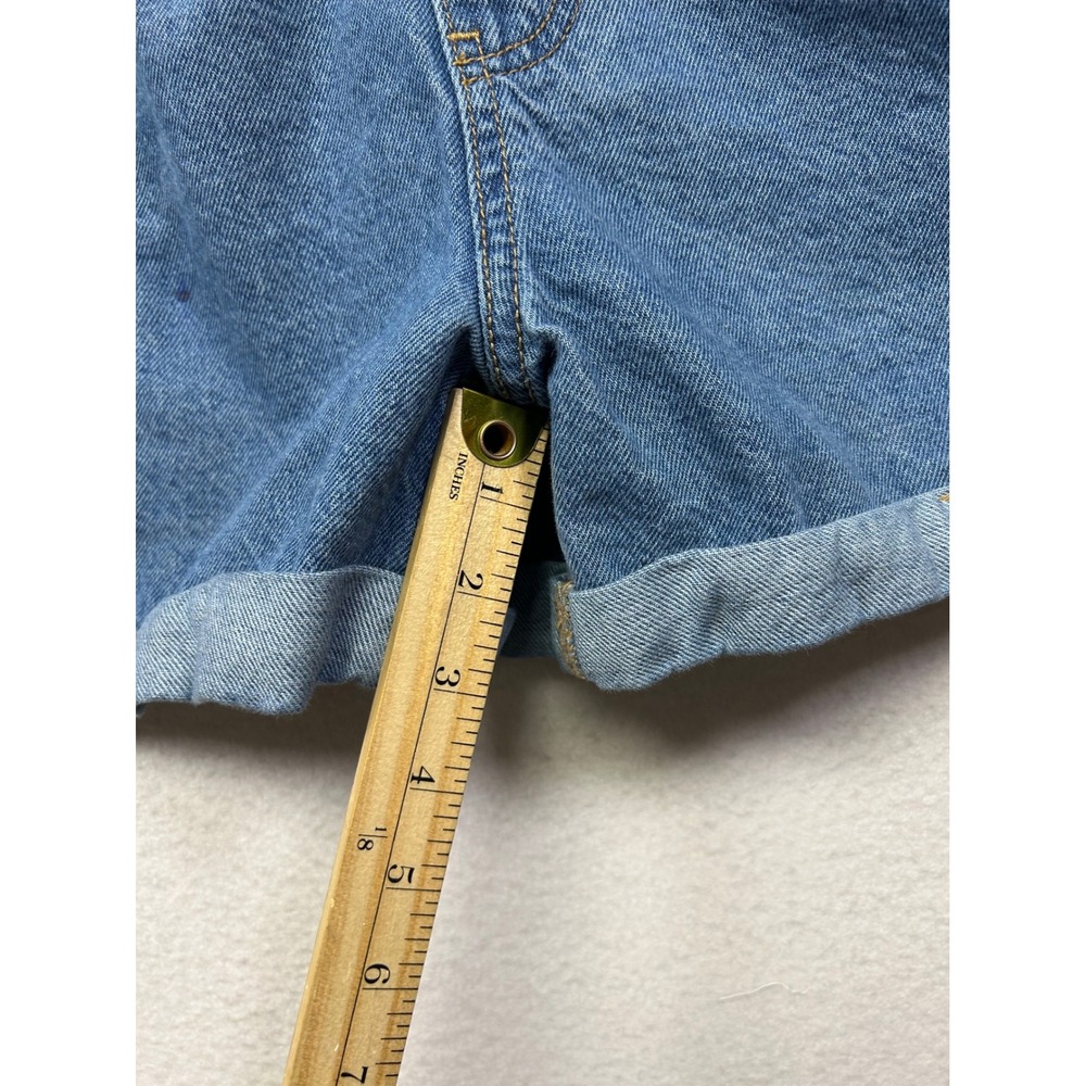 Cottagecore Old Navy Women L Blue Denim Short Overalls Cuffed Bib Shortalls - Picture 6 of 13